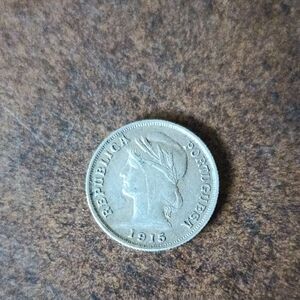 1915 Portuguese Coin 50 Cent, Silver Coin